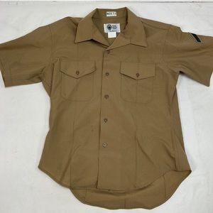 #1759 Valor Collection Men’s Tan Marine Military Button Up | Size: 16 1/2